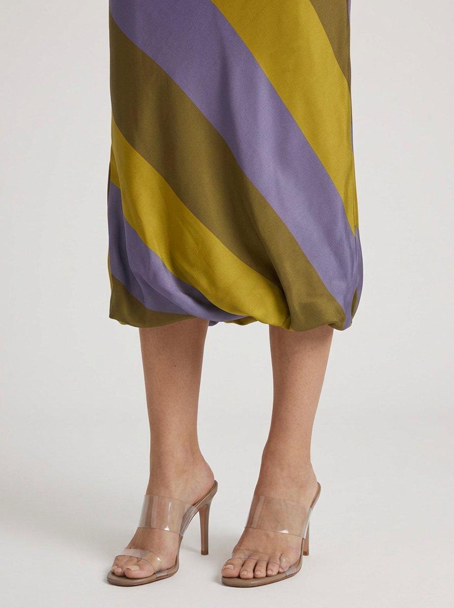 Odette striped midi skirt, bubble hem detail