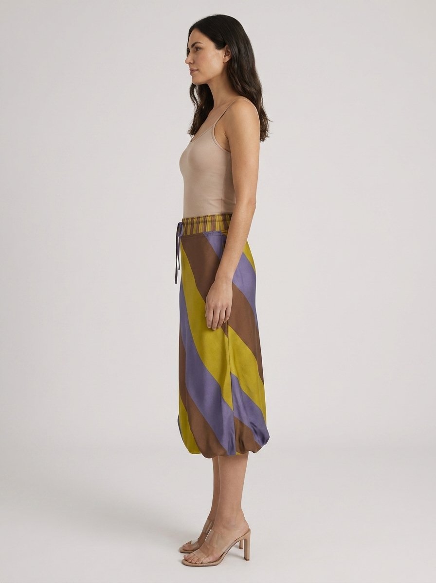 Odette striped midi skirt, side view