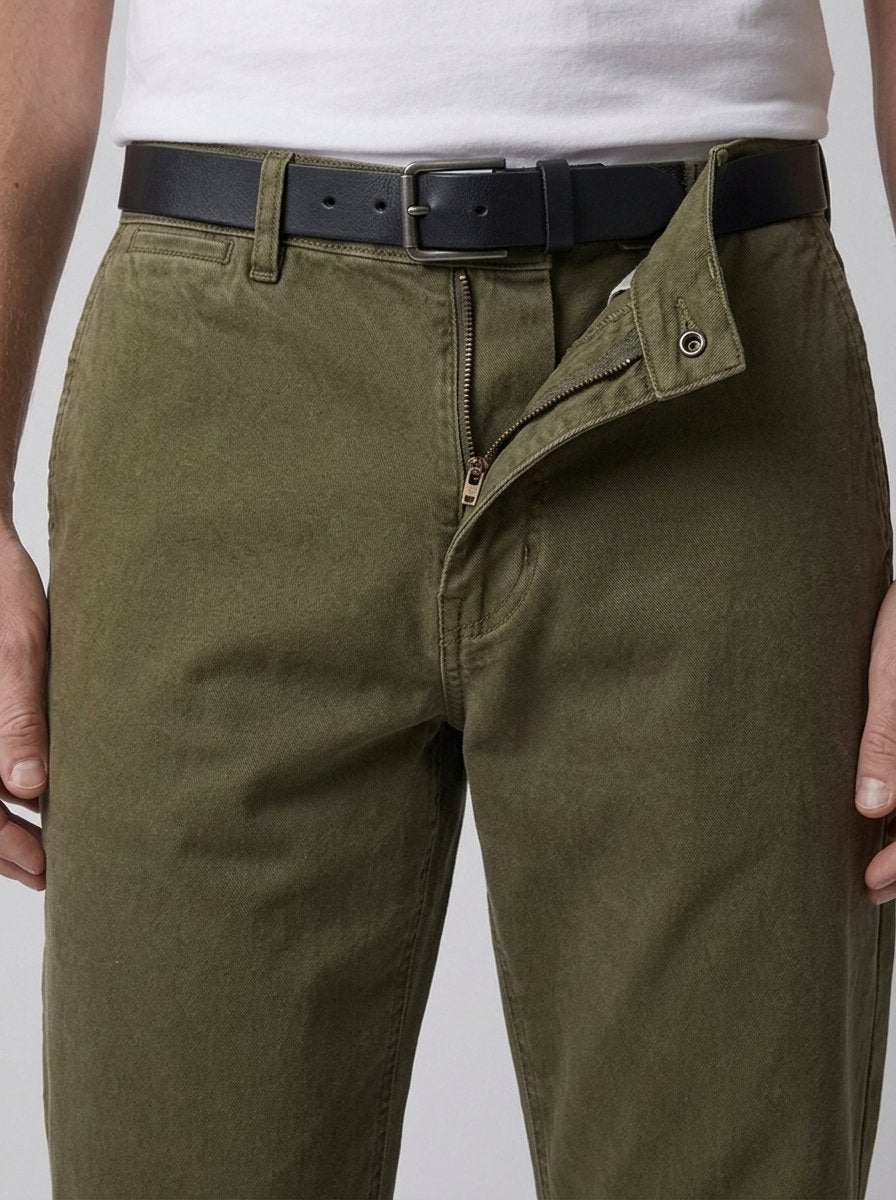 Raphael vintage wash chino pants - waist and zip detail