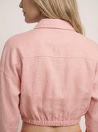 Romy Cropped Linen Tie-Front Top - back detail