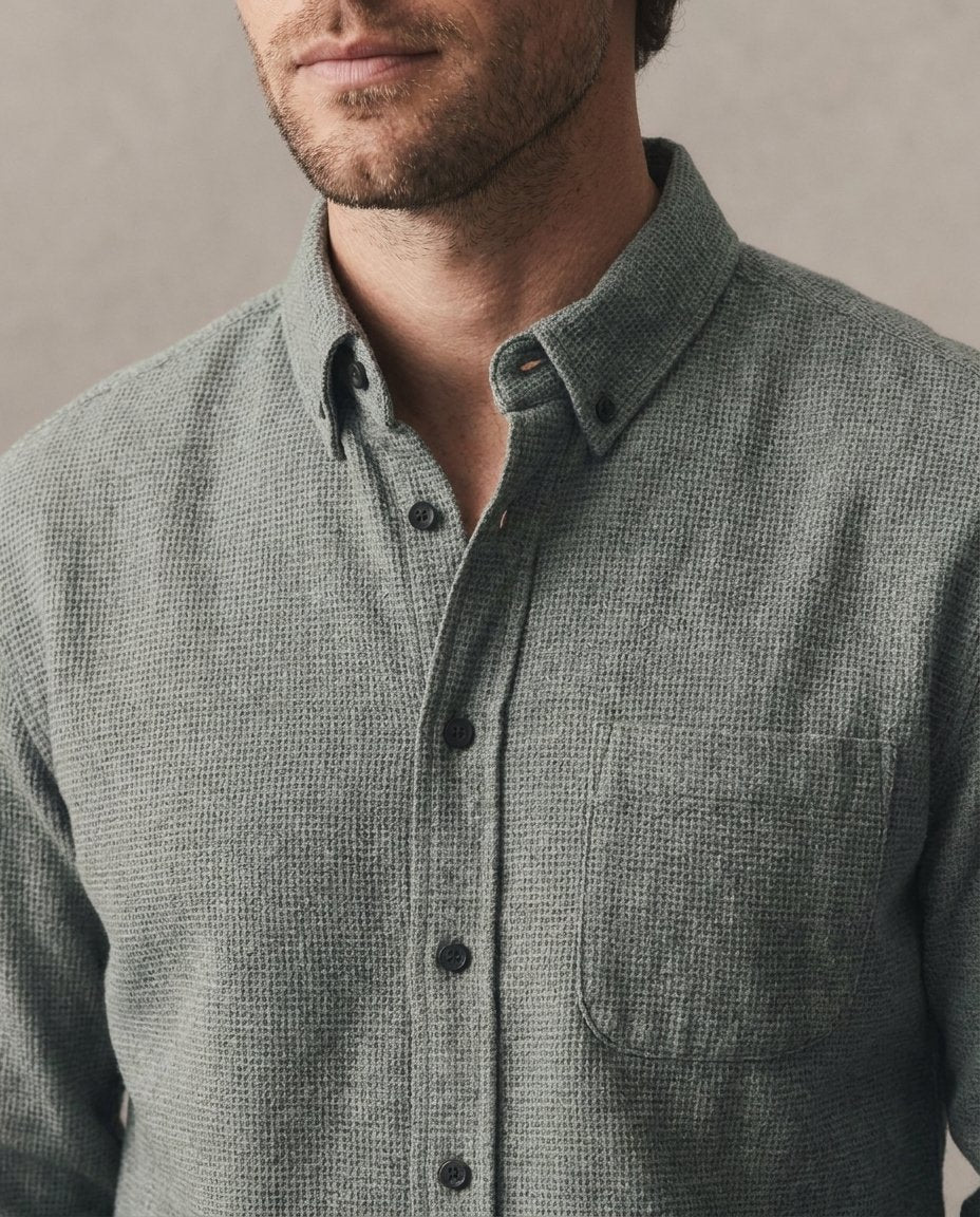 Ronan Organic Cotton Waffle Shirt collar detail