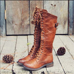 Rosamund tall lace-up riding boots in faux leather