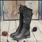 Rosamund tall lace-up riding boots in faux leather, image 3