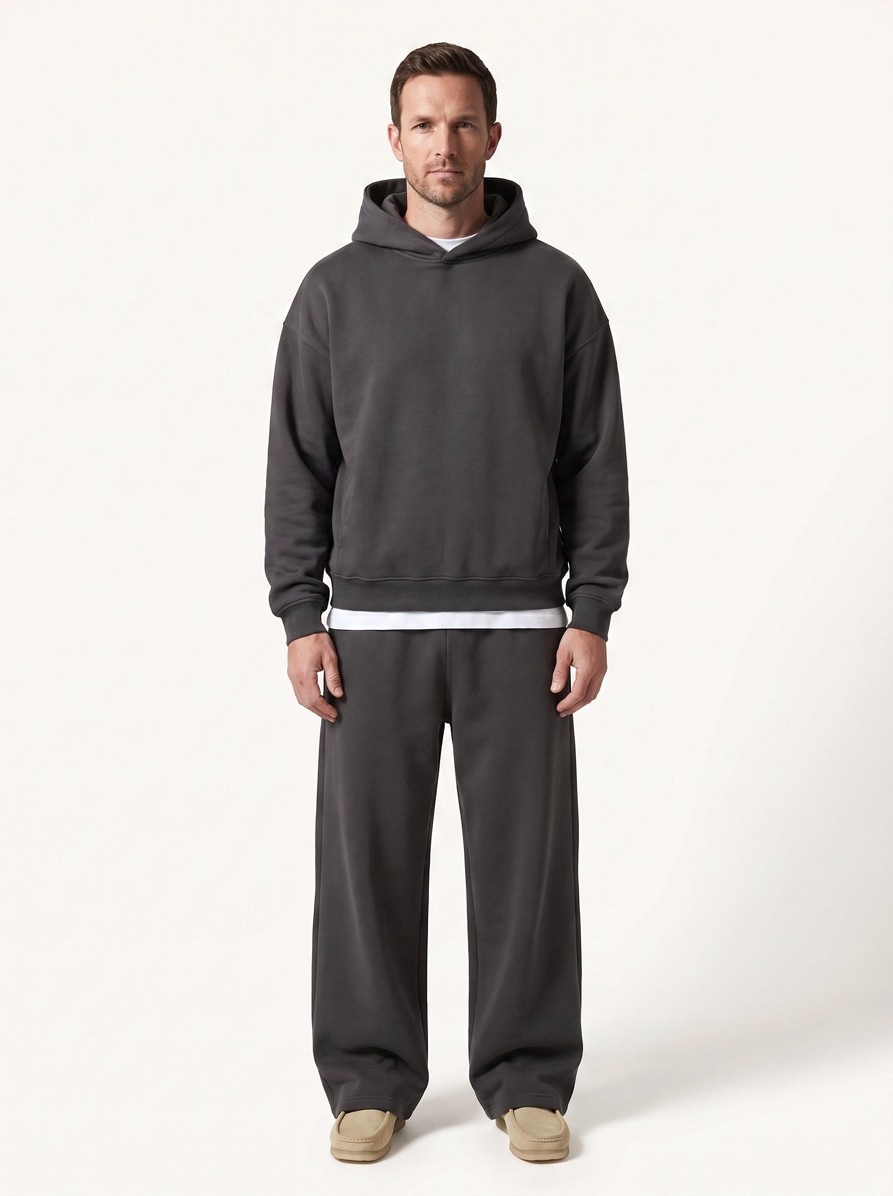Rowan hooded sweatshirt and joggers set, charcoal, front
