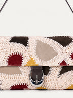 Patchwork shoulder bag moon buckle detail