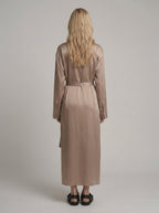 Draped satin midi dress, back view