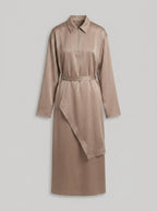 Draped satin midi dress, product-only shot