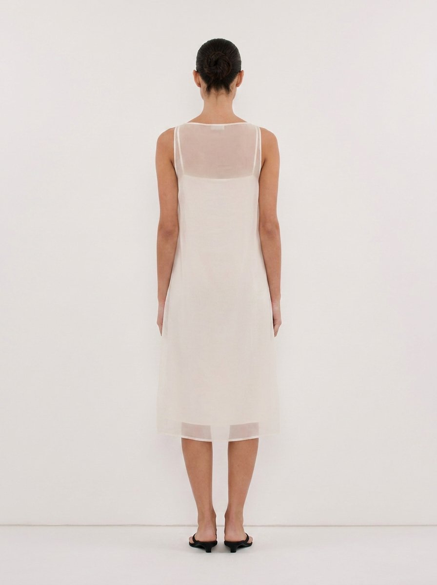Sian ivory midi dress, back view