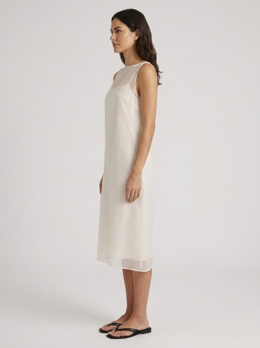 Sian ivory midi dress, side view