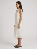 Sian ivory midi dress, side view