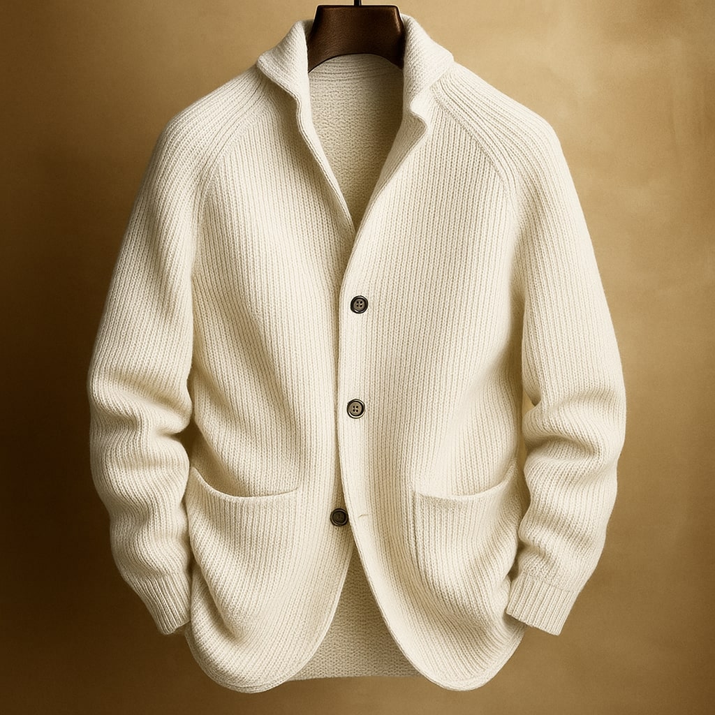 Silvoro shawl collar knit cardigan for men, image 2
