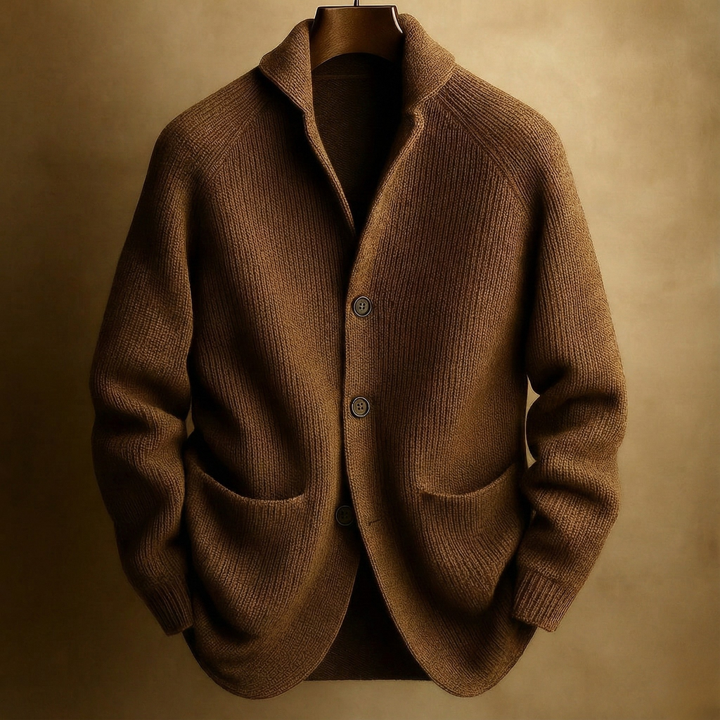 Silvoro shawl collar knit cardigan for men, image 3