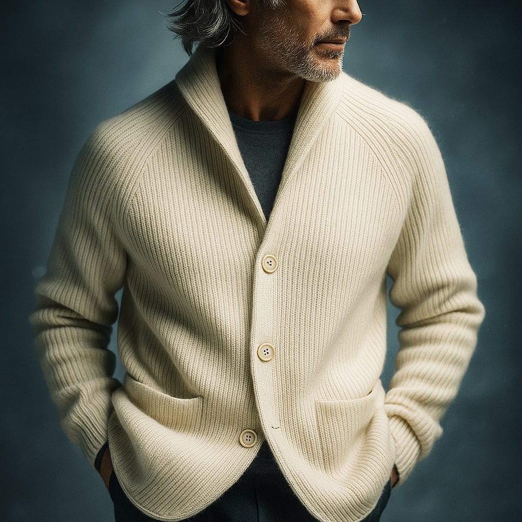 Silvoro shawl collar knit cardigan for men, image 9