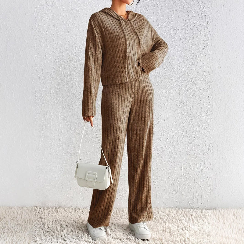 Sofia ribbed knit two-piece lounge set for women