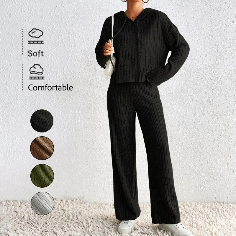 Sofia ribbed knit two-piece lounge set for women, image 4