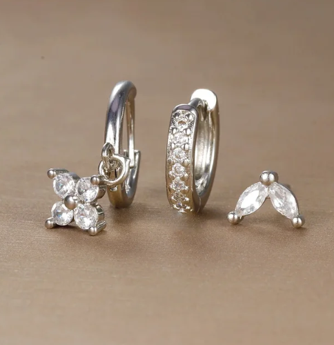 Soof elegant set of three individual earrings, image 8