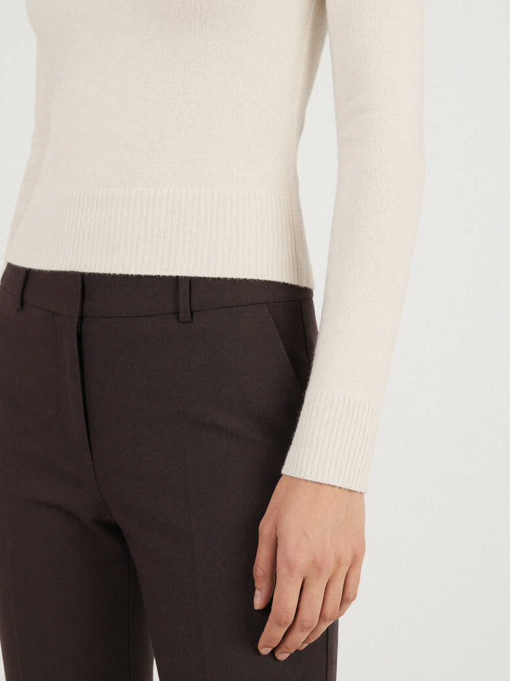 Vanilla camel knit jumper cuff hem detail