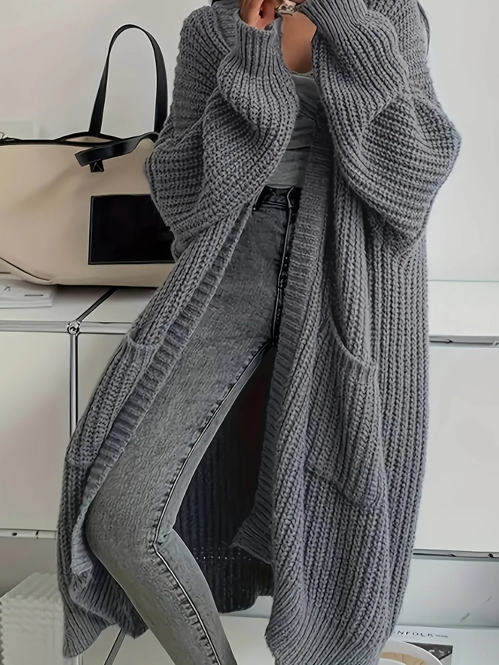 Sylvie longline chunky ribbed cardigan for women
