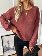 Tessel relaxed pullover with diamond knit sleeves, image 6