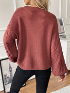 Tessel relaxed pullover with diamond knit sleeves, image 7