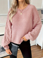 Tessel relaxed pullover with diamond knit sleeves, image 9
