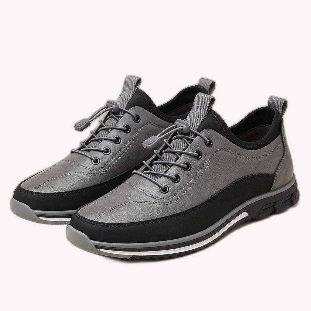 Thijs casual lace-up shoes with elastic laces in grey