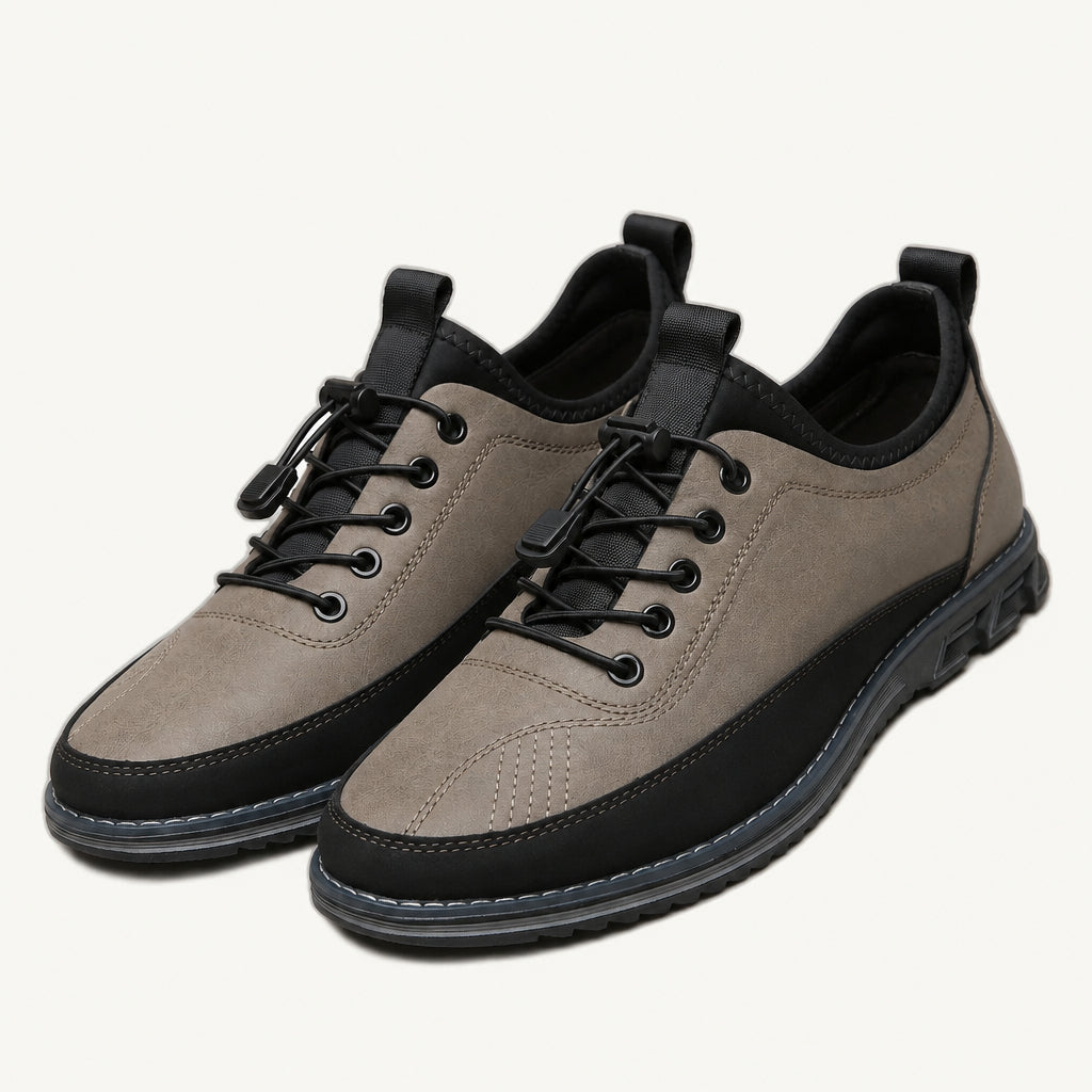 Thijs casual lace-up shoes with elastic laces in taupe