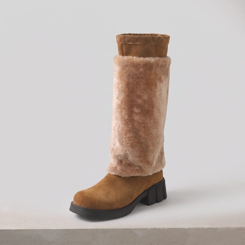 Tineke faux fur lined mid-calf boots with a block heel