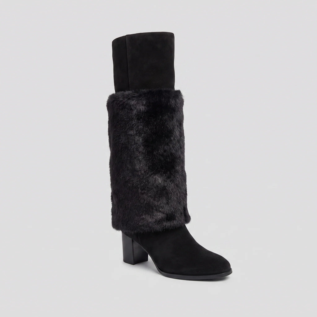Tineke faux fur lined mid-calf boots with a block heel, image 2