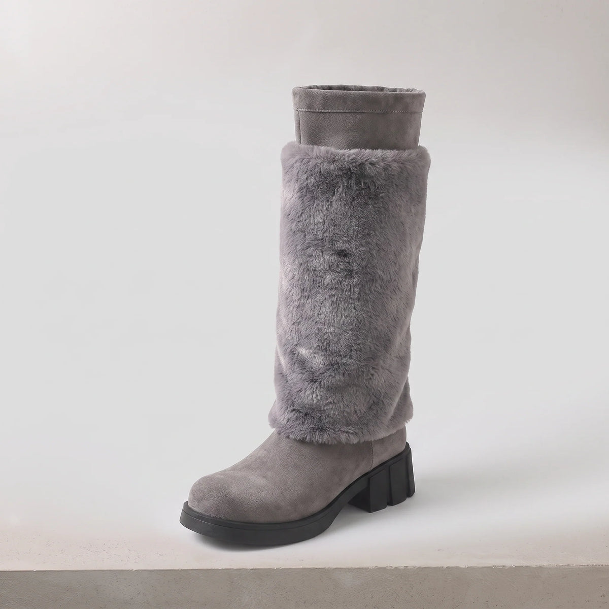 Tineke faux fur lined mid-calf boots with a block heel, image 3