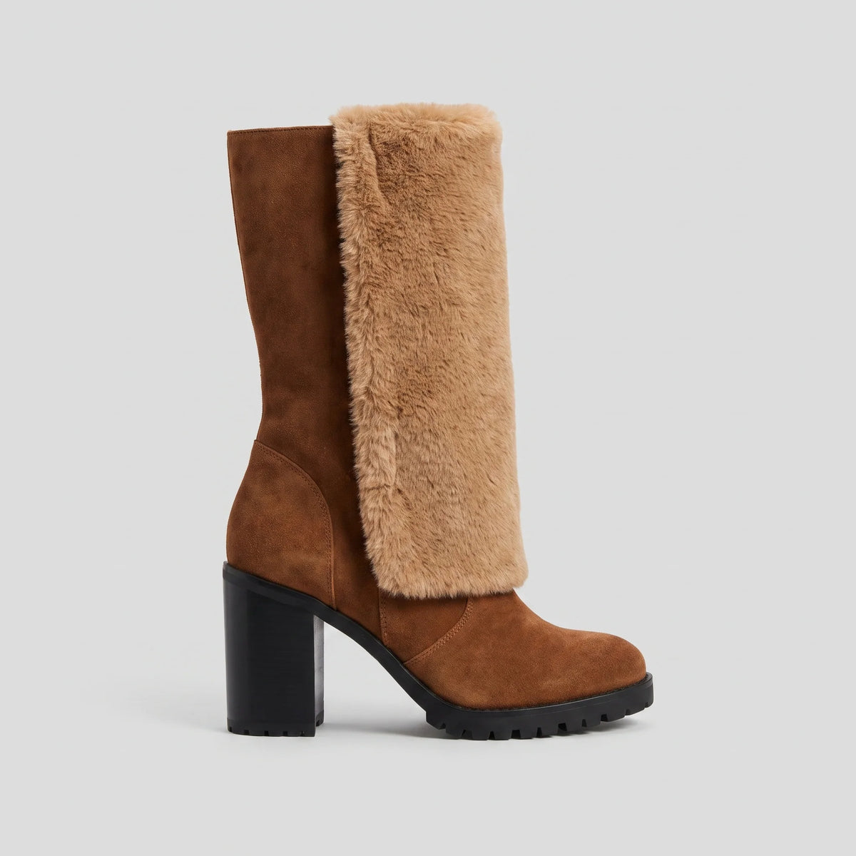 Tineke faux fur lined mid-calf boots with a block heel, image 4