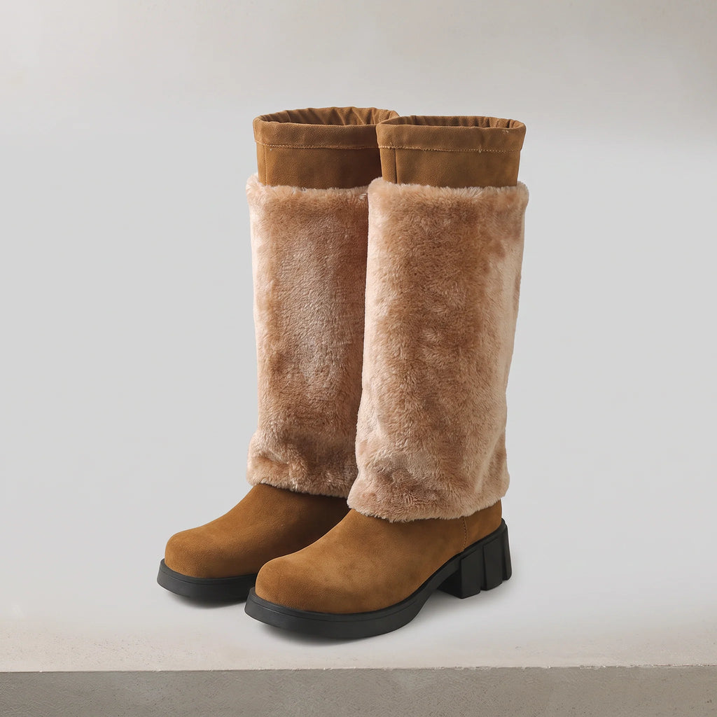 Tineke faux fur lined mid-calf boots with a block heel, image 5
