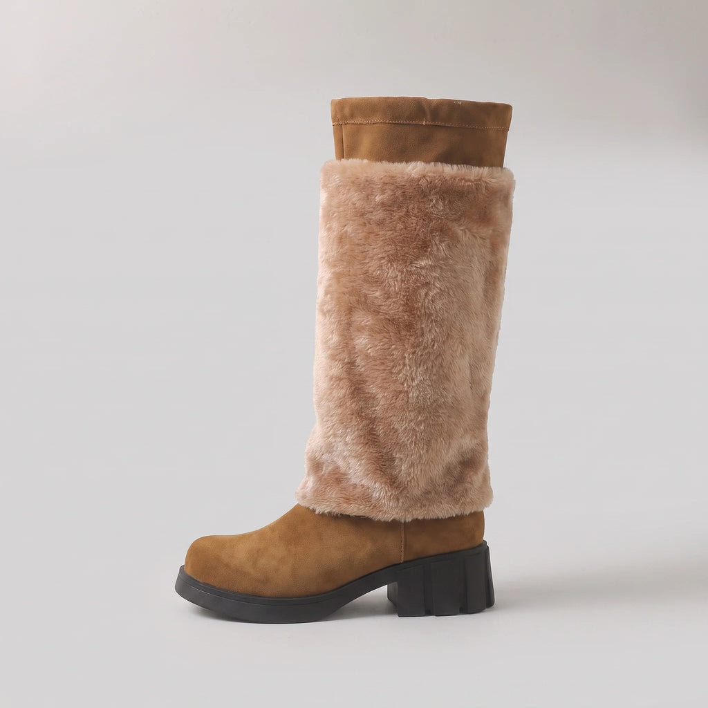 Tineke faux fur lined mid-calf boots with a block heel, image 6