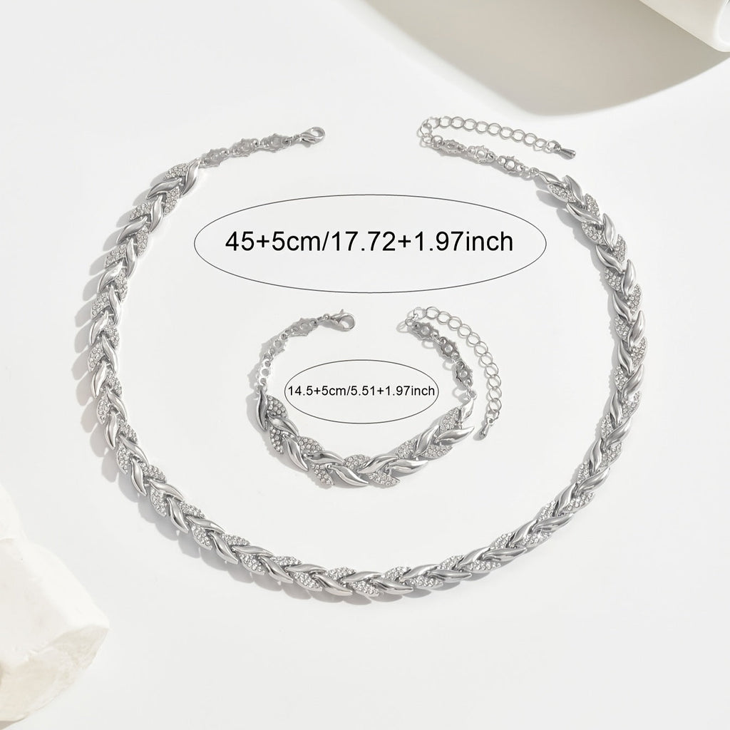 Vivette linked leaf necklace and bracelet set, image 10