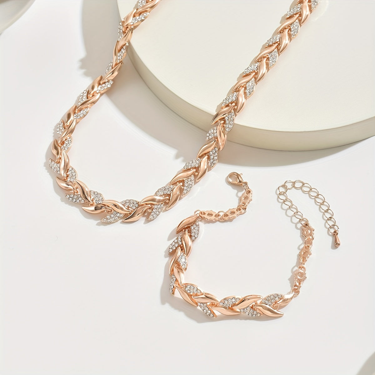 Vivette linked leaf necklace and bracelet set, image 5