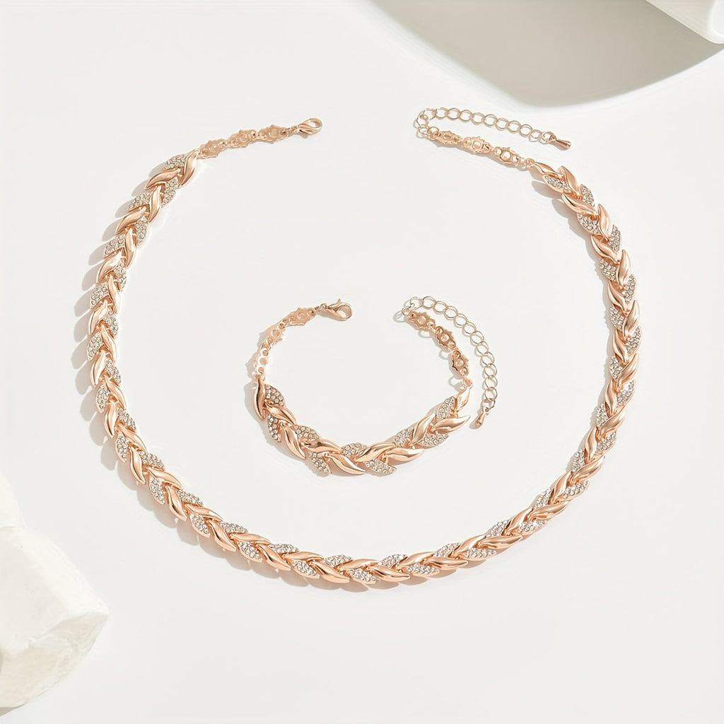 Vivette linked leaf necklace and bracelet set, image 6