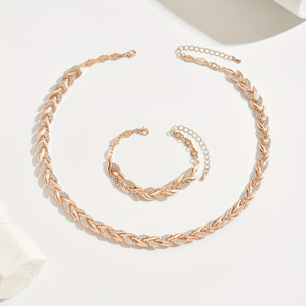 Vivette linked leaf necklace and bracelet set, image 6