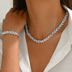 Vivette linked leaf necklace and bracelet set, image 8