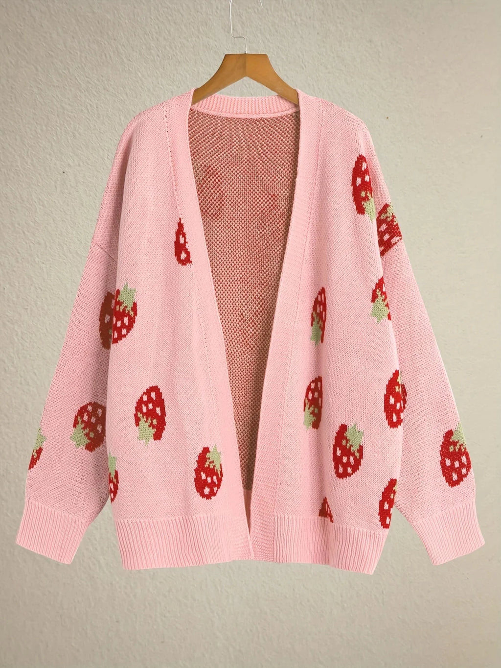 Wieke oversized cardigan with a strawberry motif, image 6