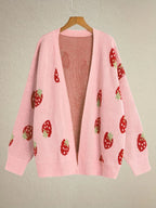 Wieke oversized cardigan with a strawberry motif, image 6