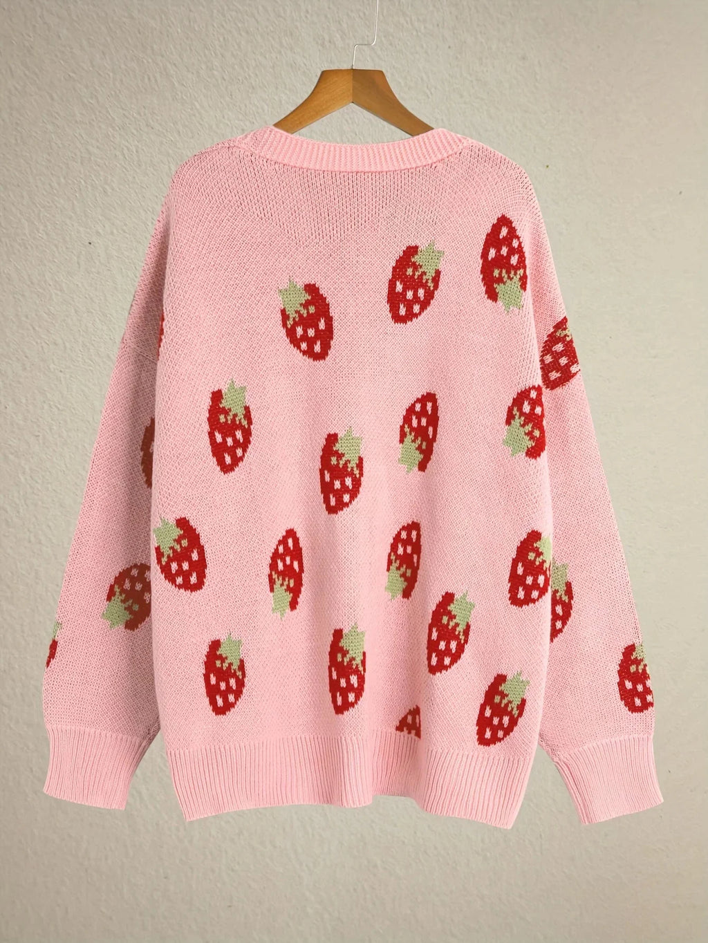 Wieke oversized cardigan with a strawberry motif, image 7
