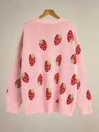 Wieke oversized cardigan with a strawberry motif, image 7