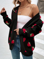 Wieke oversized cardigan with a strawberry motif, image 8