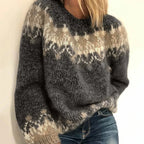 Wietske Fair Isle yoke knit sweater for women
