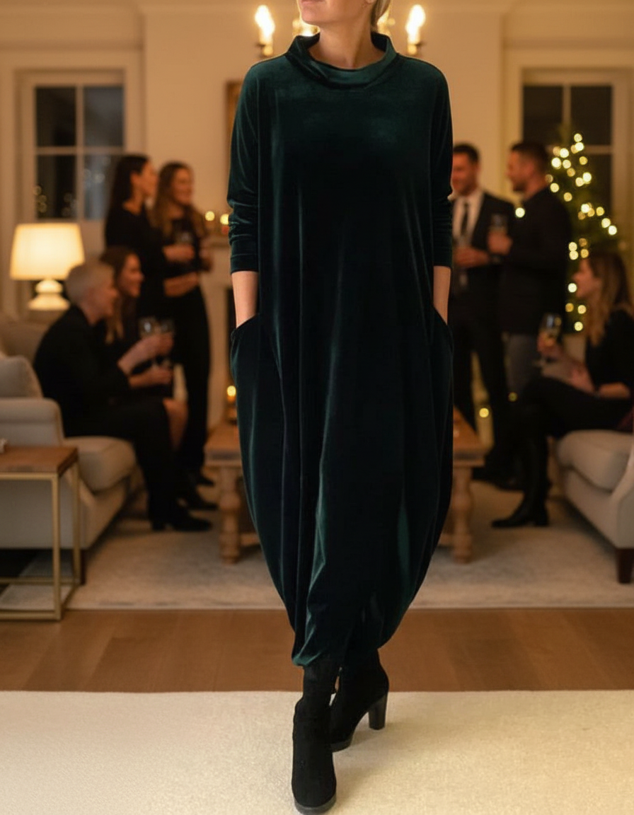 Wintera plush velvet dress with pockets