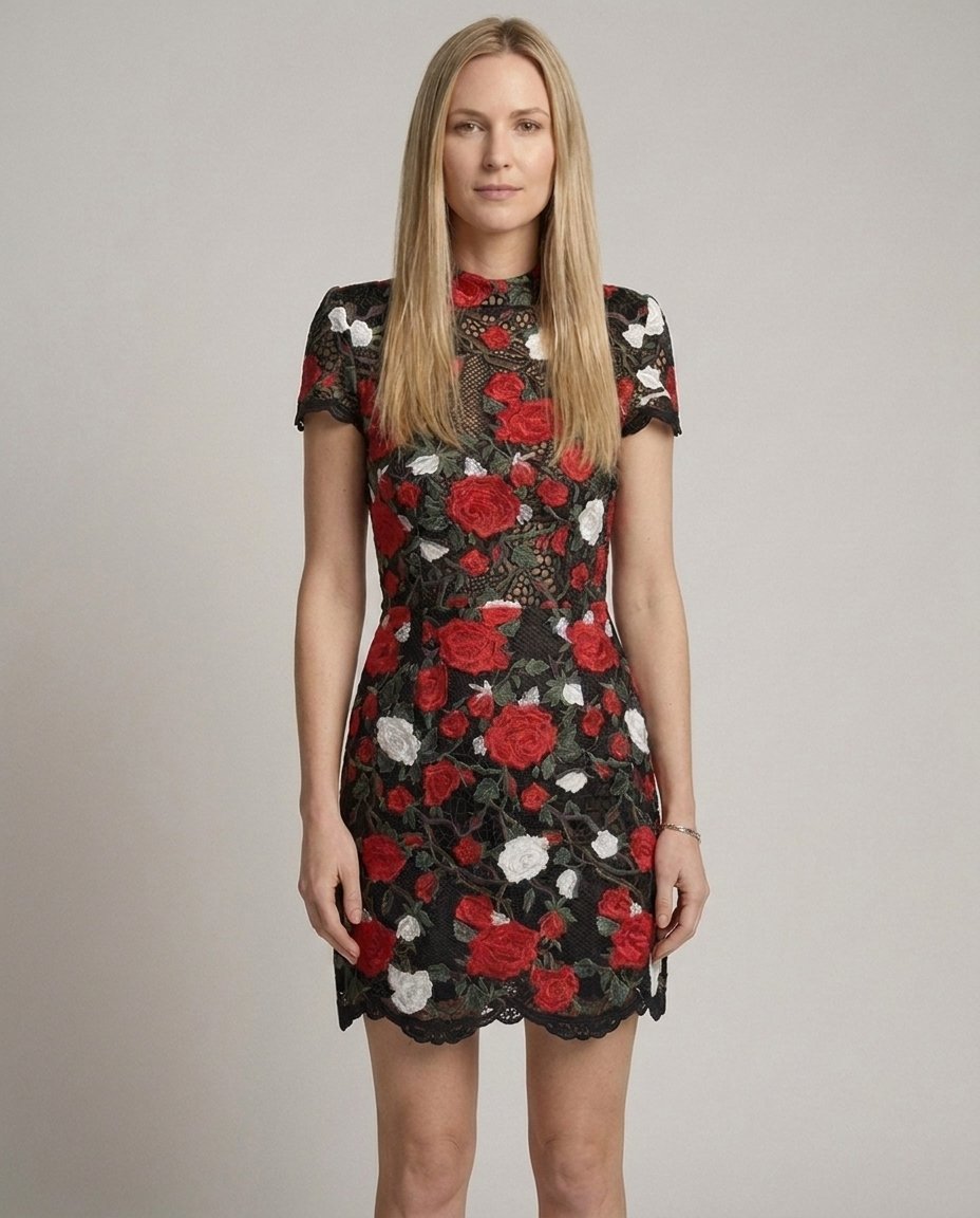 Zinnia Floral Lace Tulip Dress - front
