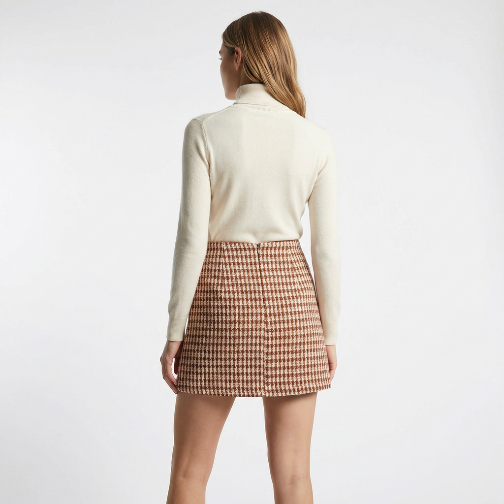 Dewi | Women’s A-Line Mini Skirt – Textured High-Waist Style